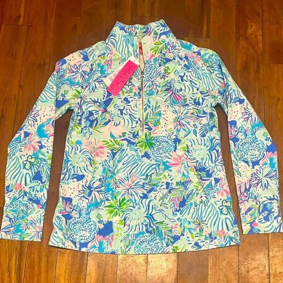 Lilly Pulitzer Tops - Lilly Pulitzer Floral Print Quarter-Zip Popover
